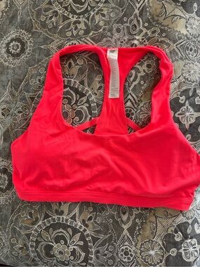 Fabletics Coral-Red Racerback Sports Bra
